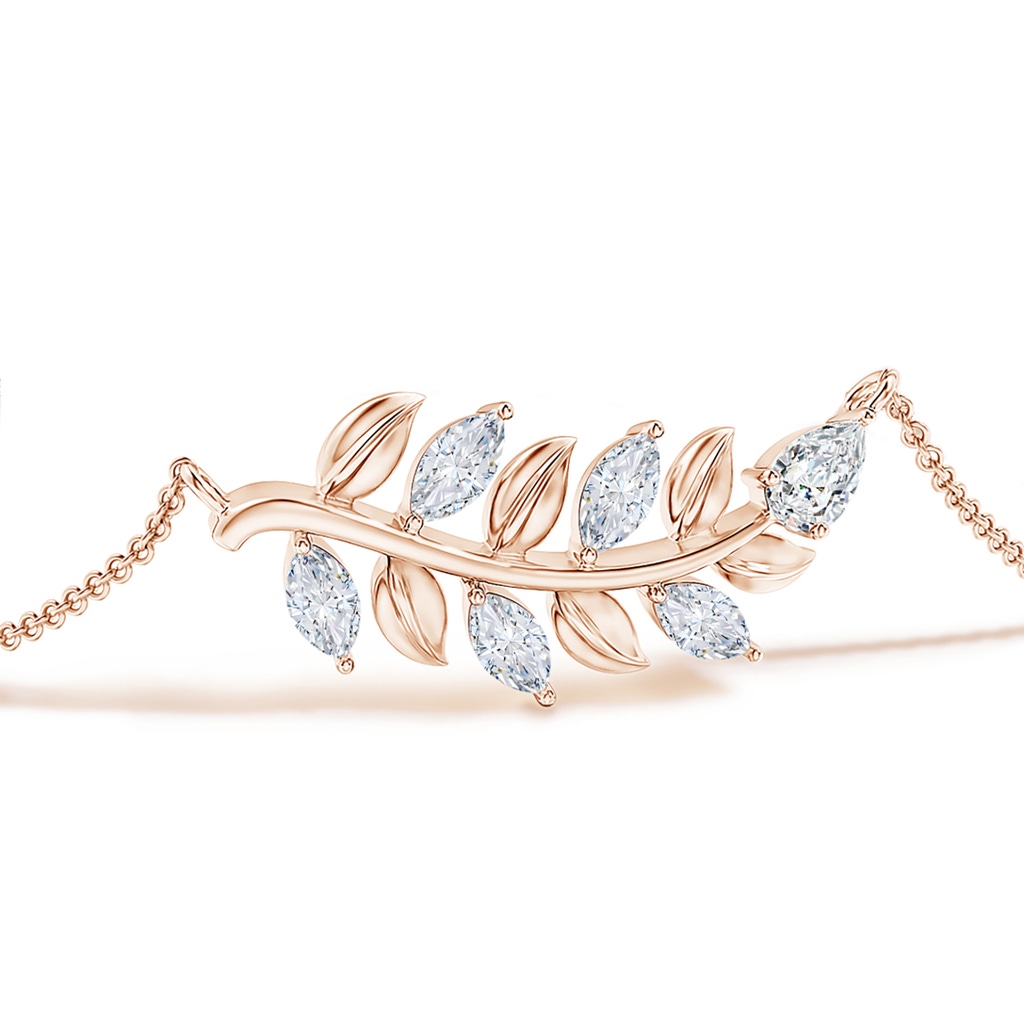 5x3mm GVS2 Pear & Marquise Diamond Olive Branch Bracelet in Rose Gold Side 199