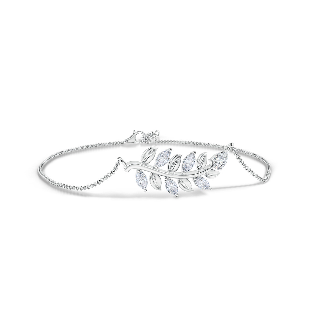 5x3mm GVS2 Pear & Marquise Diamond Olive Branch Bracelet in White Gold