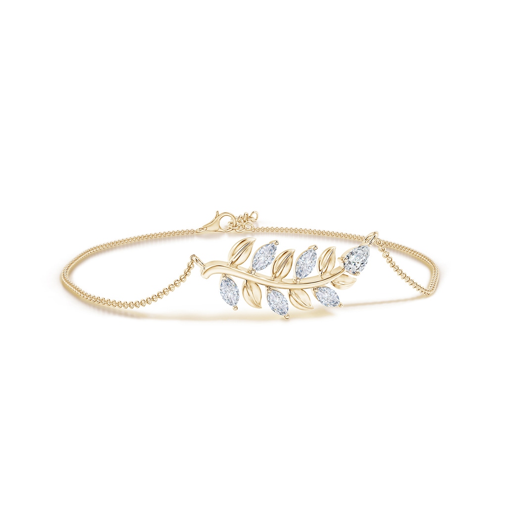 5x3mm GVS2 Pear & Marquise Diamond Olive Branch Bracelet in Yellow Gold