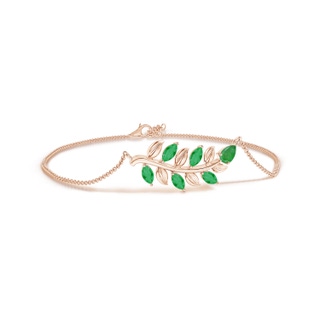 5x3mm A Pear and Marquise Emerald Olive Branch Bracelet in Rose Gold