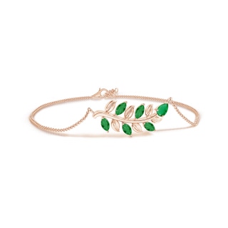 5x3mm AA Pear and Marquise Emerald Olive Branch Bracelet in 9K Rose Gold
