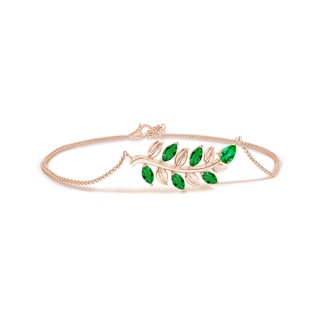 5x3mm AAA Pear and Marquise Emerald Olive Branch Bracelet in 9K Rose Gold
