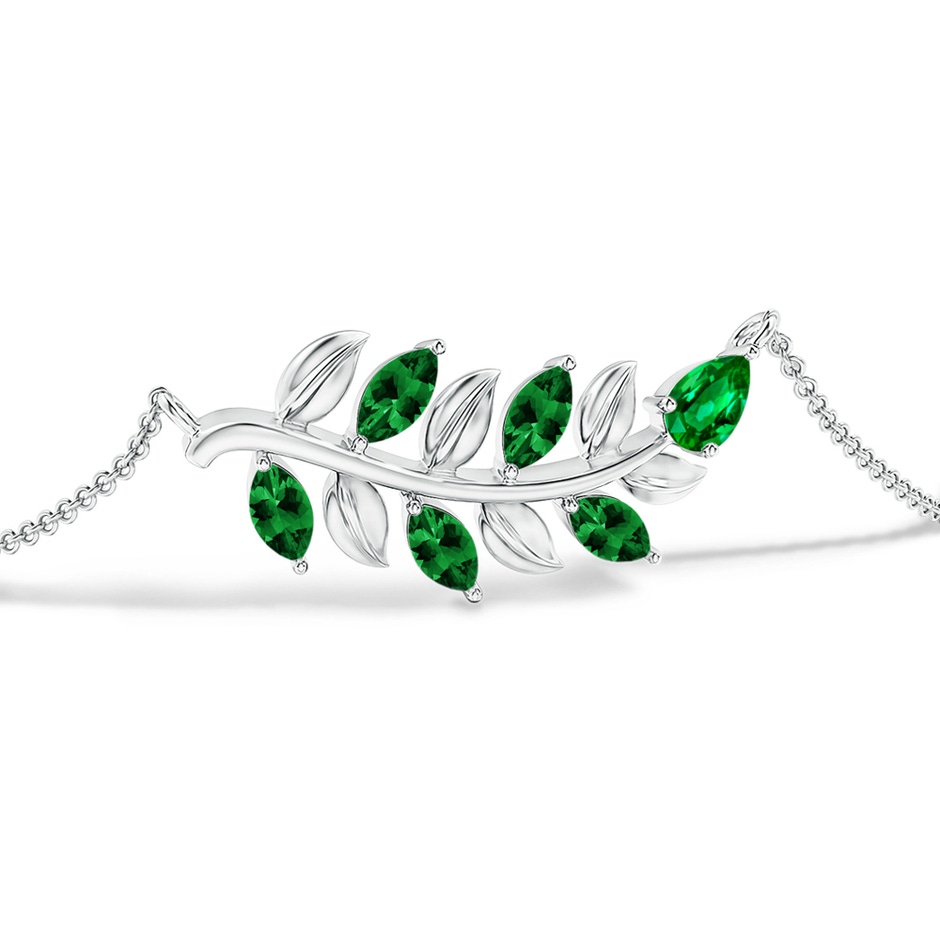 5x3mm AAAA Pear and Marquise Emerald Olive Branch Bracelet in White Gold side-1