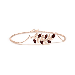 5x3mm AA Pear and Marquise Garnet Olive Branch Bracelet in Rose Gold