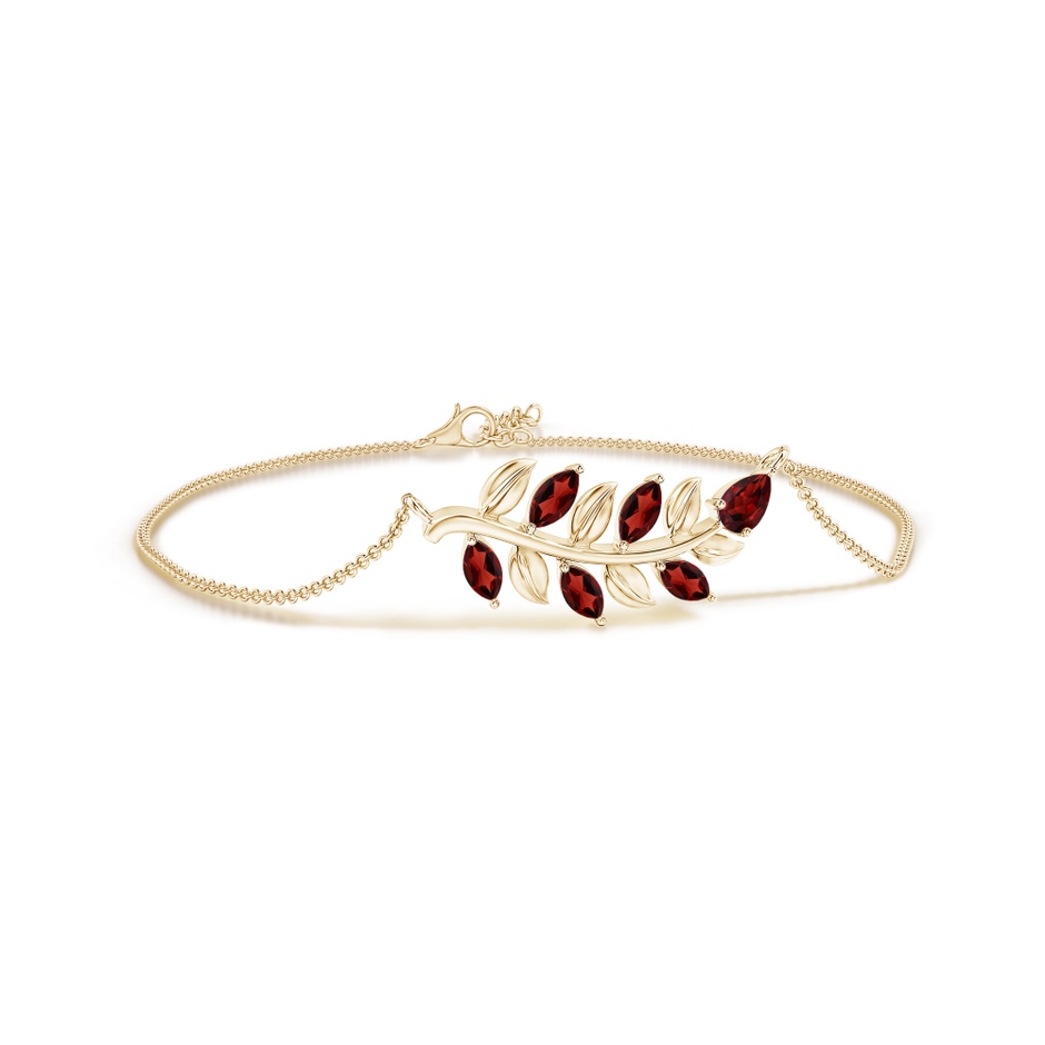 5x3mm AAAA Pear and Marquise Garnet Olive Branch Bracelet in Yellow Gold 