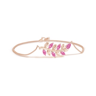 5x3mm AA Pear and Marquise Pink Sapphire Olive Branch Bracelet in 10K Rose Gold