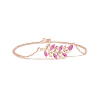 5x3mm AA Pear and Marquise Pink Sapphire Olive Branch Bracelet in Rose Gold