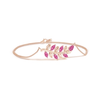 5x3mm AAA Pear and Marquise Pink Sapphire Olive Branch Bracelet in Rose Gold
