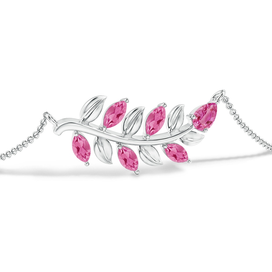 5x3mm AAA Pear and Marquise Pink Sapphire Olive Branch Bracelet in White Gold side 199