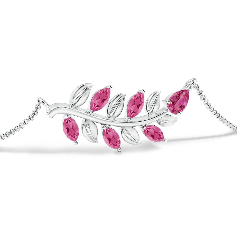 5x3mm AAAA Pear and Marquise Pink Sapphire Olive Branch Bracelet in White Gold Side-1