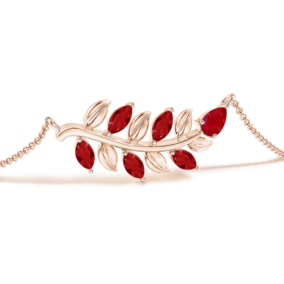 5x3mm AAA Pear and Marquise Ruby Olive Branch Bracelet in Rose Gold side 199