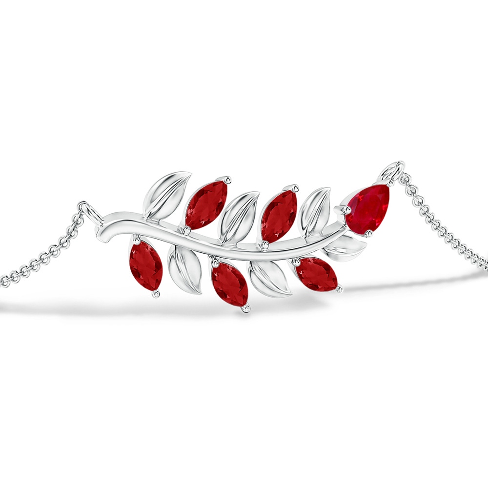 5x3mm AAA Pear and Marquise Ruby Olive Branch Bracelet in White Gold Side 199