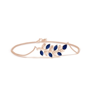 5x3mm AA Pear and Marquise Sapphire Olive Branch Bracelet in Rose Gold