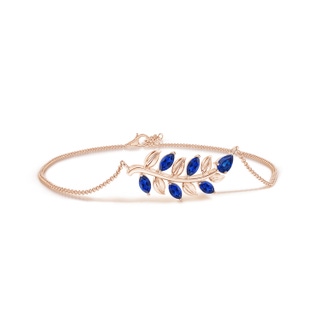 5x3mm AAA Pear and Marquise Sapphire Olive Branch Bracelet in 10K Rose Gold
