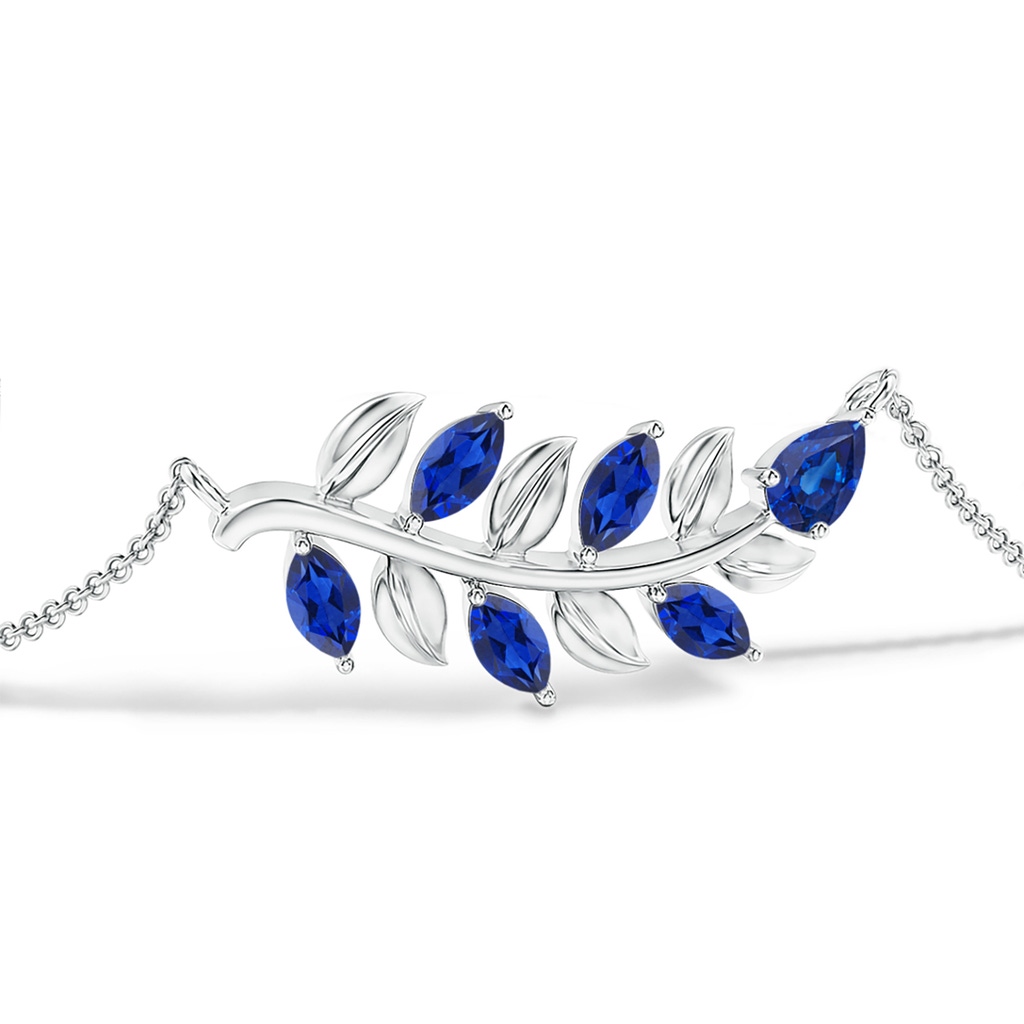 5x3mm AAA Pear and Marquise Sapphire Olive Branch Bracelet in White Gold Side 199