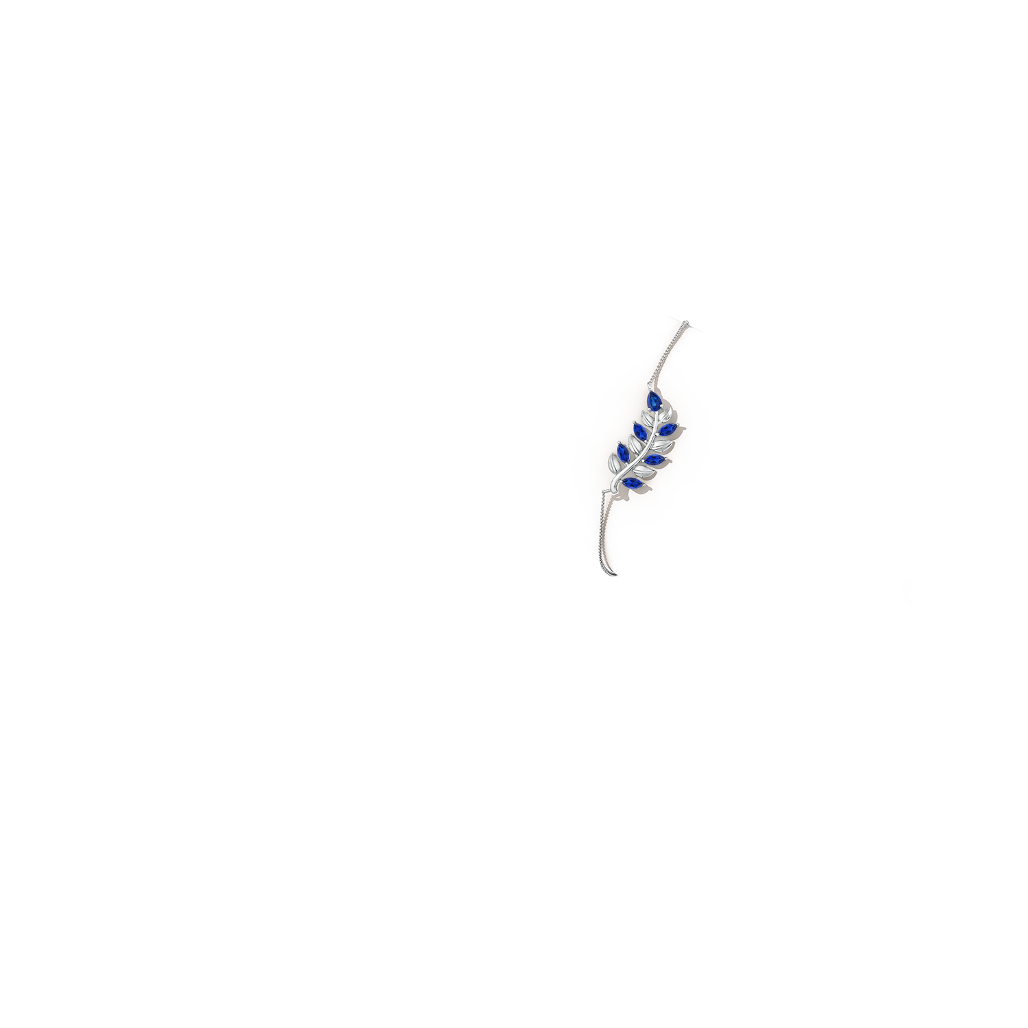 5x3mm AAA Pear and Marquise Sapphire Olive Branch Bracelet in White Gold - body_arm