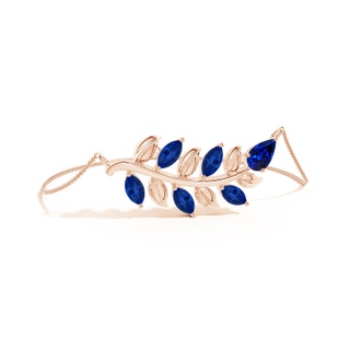 7x5mm AAAA Pear and Marquise Sapphire Olive Branch Bracelet in 10K Rose Gold