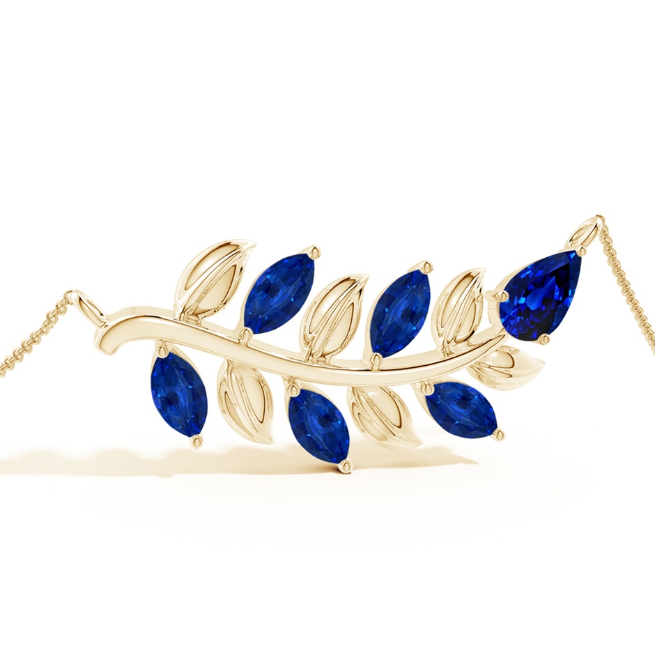 7x5mm Lab-Grown Pear and Marquise Sapphire Olive Branch Bracelet in Yellow Gold side 199