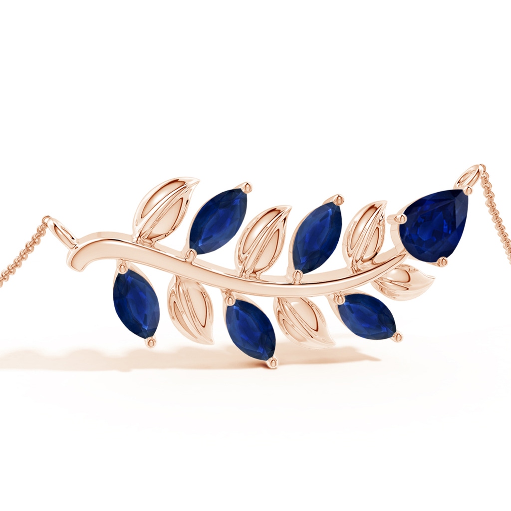 8x6mm AA Pear and Marquise Sapphire Olive Branch Bracelet in 18K Rose Gold Side 199