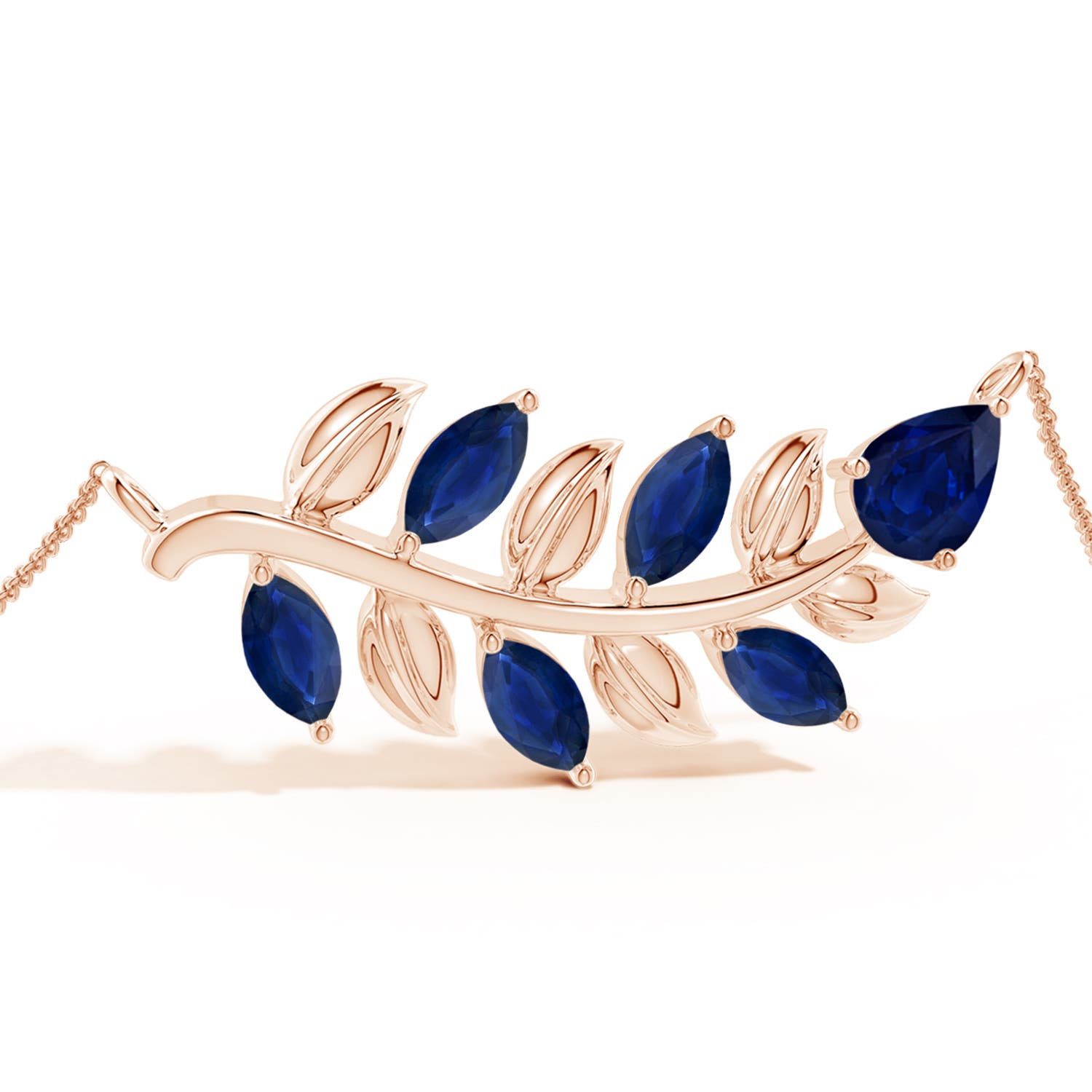 8x6mm AA Pear and Marquise Sapphire Olive Branch Bracelet in Rose Gold