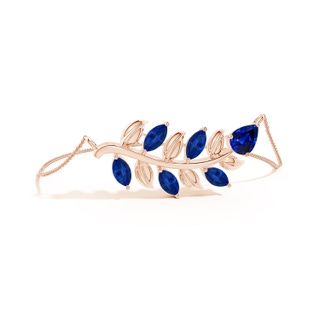 8x6mm AAAA Pear and Marquise Sapphire Olive Branch Bracelet in 18K Rose Gold