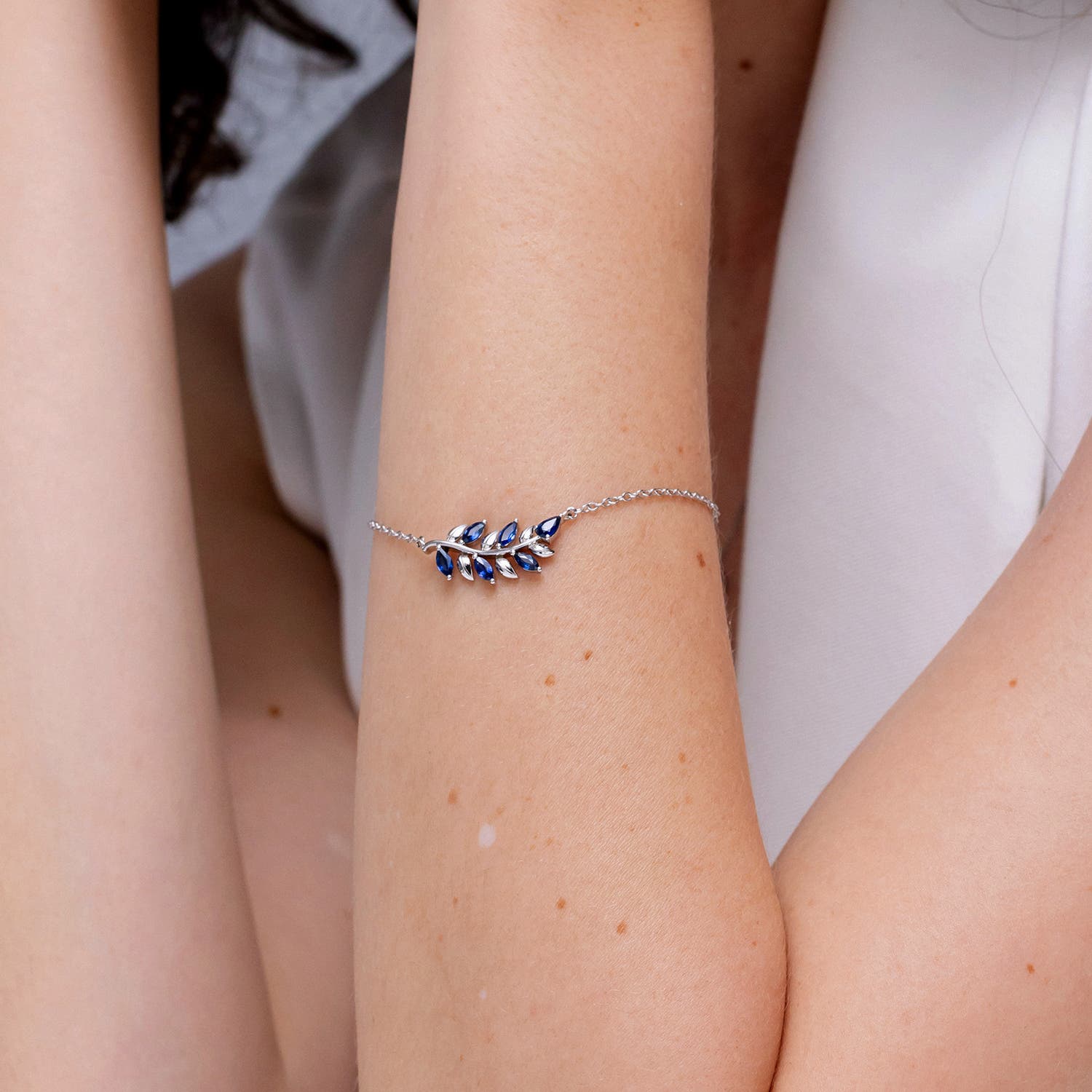 Pear and Marquise Sapphire Olive Branch Bracelet Pear and Marquise Sapphire Olive Branch Bracelet