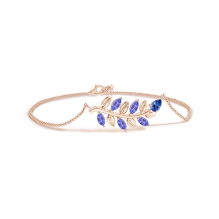 5x3mm AA Pear and Marquise Tanzanite Olive Branch Bracelet in Rose Gold