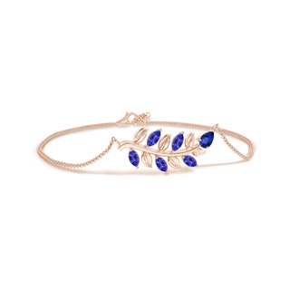 5x3mm AAA Pear and Marquise Tanzanite Olive Branch Bracelet in Rose Gold