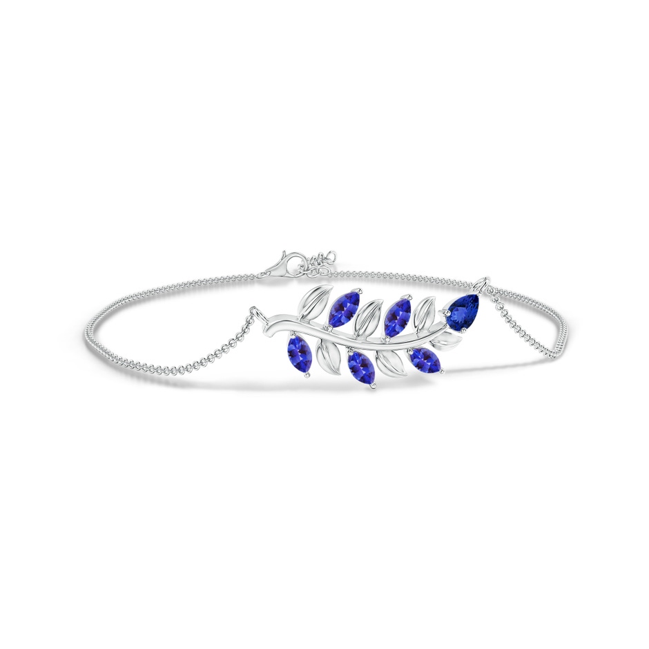 5x3mm AAA Pear and Marquise Tanzanite Olive Branch Bracelet in White Gold 