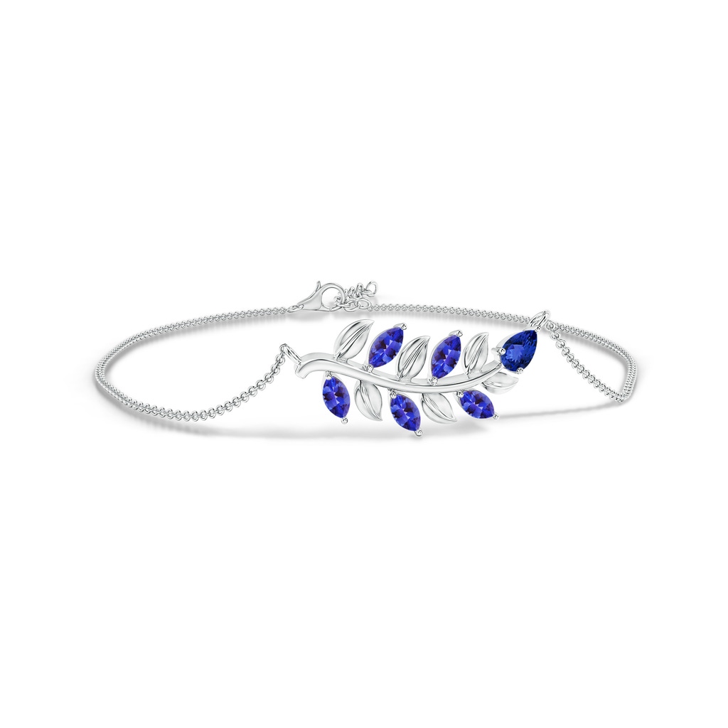 5x3mm AAA Pear and Marquise Tanzanite Olive Branch Bracelet in White Gold