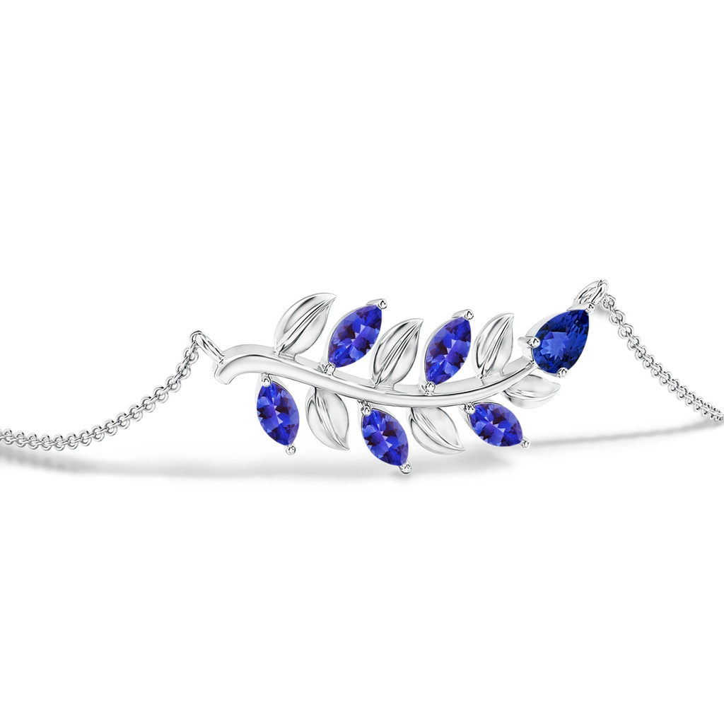 5x3mm AAA Pear and Marquise Tanzanite Olive Branch Bracelet in White Gold Side-1