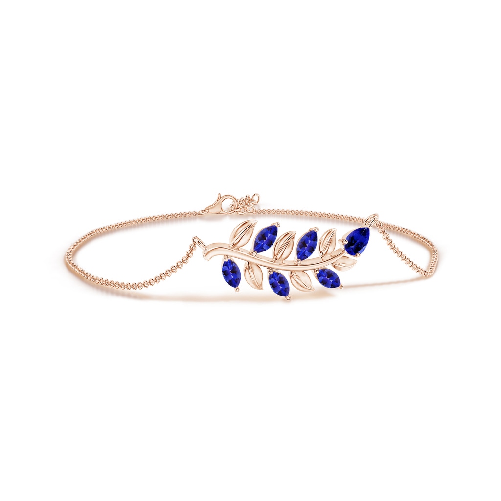 5x3mm AAAA Pear and Marquise Tanzanite Olive Branch Bracelet in Rose Gold