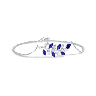 5x3mm AAAA Pear and Marquise Tanzanite Olive Branch Bracelet in White Gold