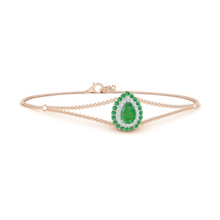 6x4mm A Pear-Shaped Emerald Bracelet with Double Halo in Rose Gold White Gold