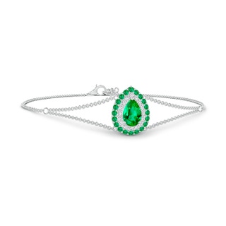 7x5mm AAA Pear-Shaped Emerald Bracelet with Double Halo in P950 Platinum