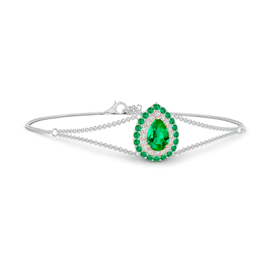 7x5mm AAA Pear-Shaped Emerald Bracelet with Double Halo in White Gold Rose Gold 