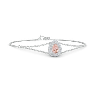 6x4mm AAAA Pear-Shaped Morganite Bracelet with Double Halo in P950 Platinum