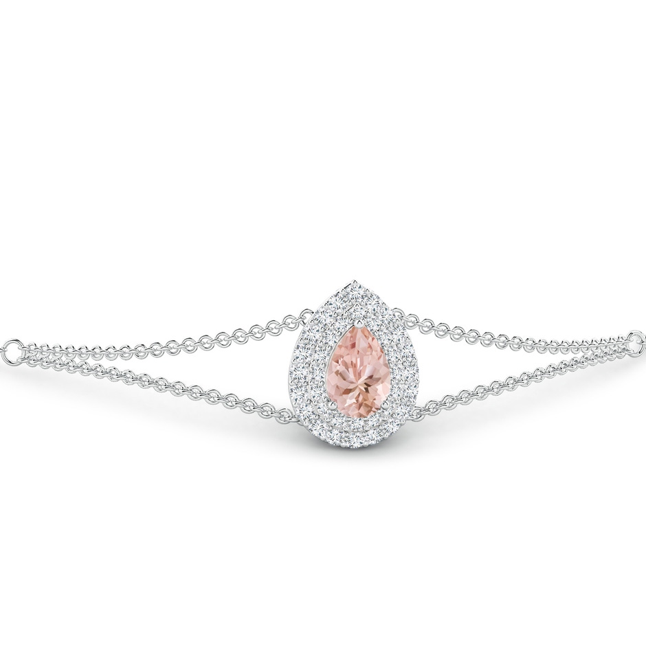 6x4mm AAAA Pear-Shaped Morganite Bracelet with Double Halo in P950 Platinum side 199