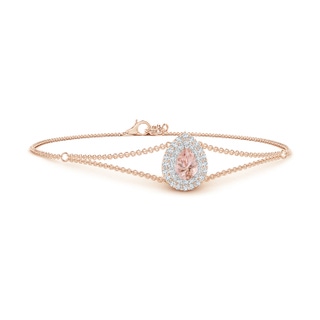 6x4mm AAAA Pear-Shaped Morganite Bracelet with Double Halo in Rose Gold White Gold