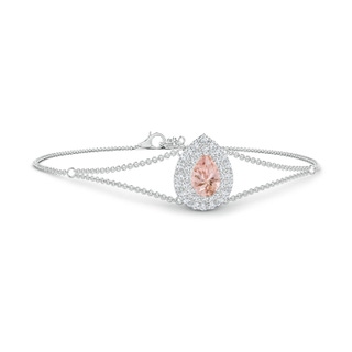 7x5mm AAAA Pear-Shaped Morganite Bracelet with Double Halo in P950 Platinum