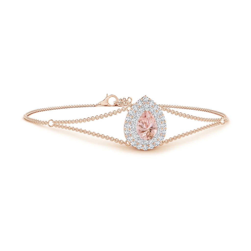 7x5mm AAAA Pear-Shaped Morganite Bracelet with Double Halo in Rose Gold White Gold