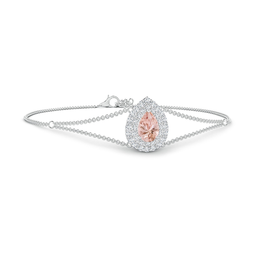 7x5mm AAAA Pear-Shaped Morganite Bracelet with Double Halo in White Gold