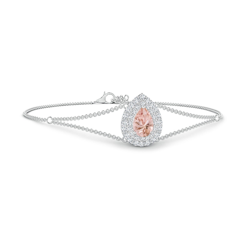 7x5mm AAAA Pear-Shaped Morganite Bracelet with Double Halo in White Gold 