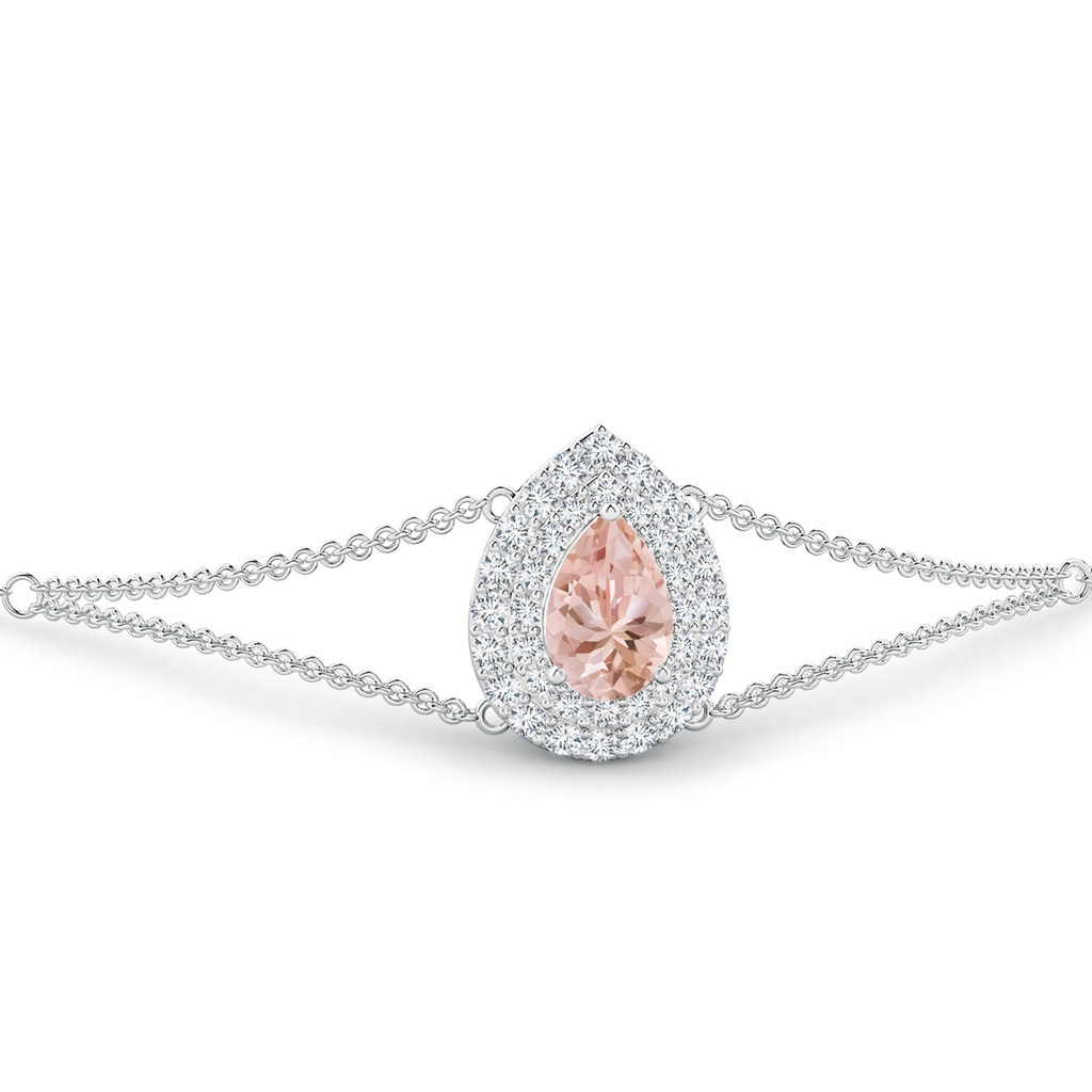 7x5mm AAAA Pear-Shaped Morganite Bracelet with Double Halo in White Gold Side 199