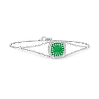 6mm AA Cushion Emerald Double Halo Bracelet in P950 Platinum