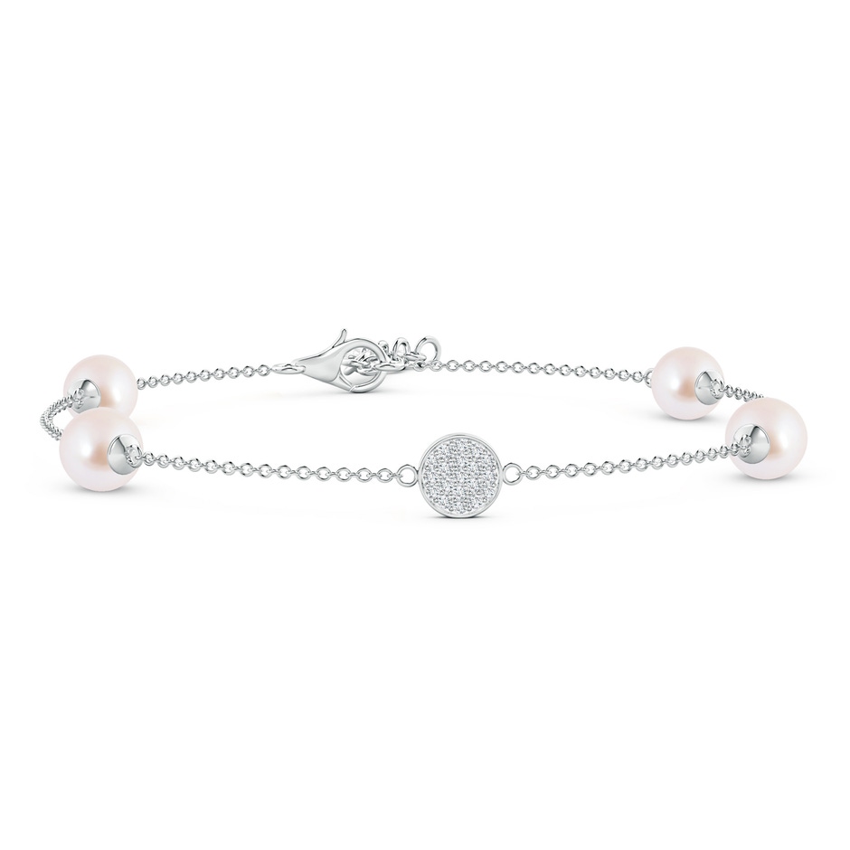 6mm AAA Japanese Akoya Pearl Bracelet with Pavé-Set Diamond Disc in White Gold 