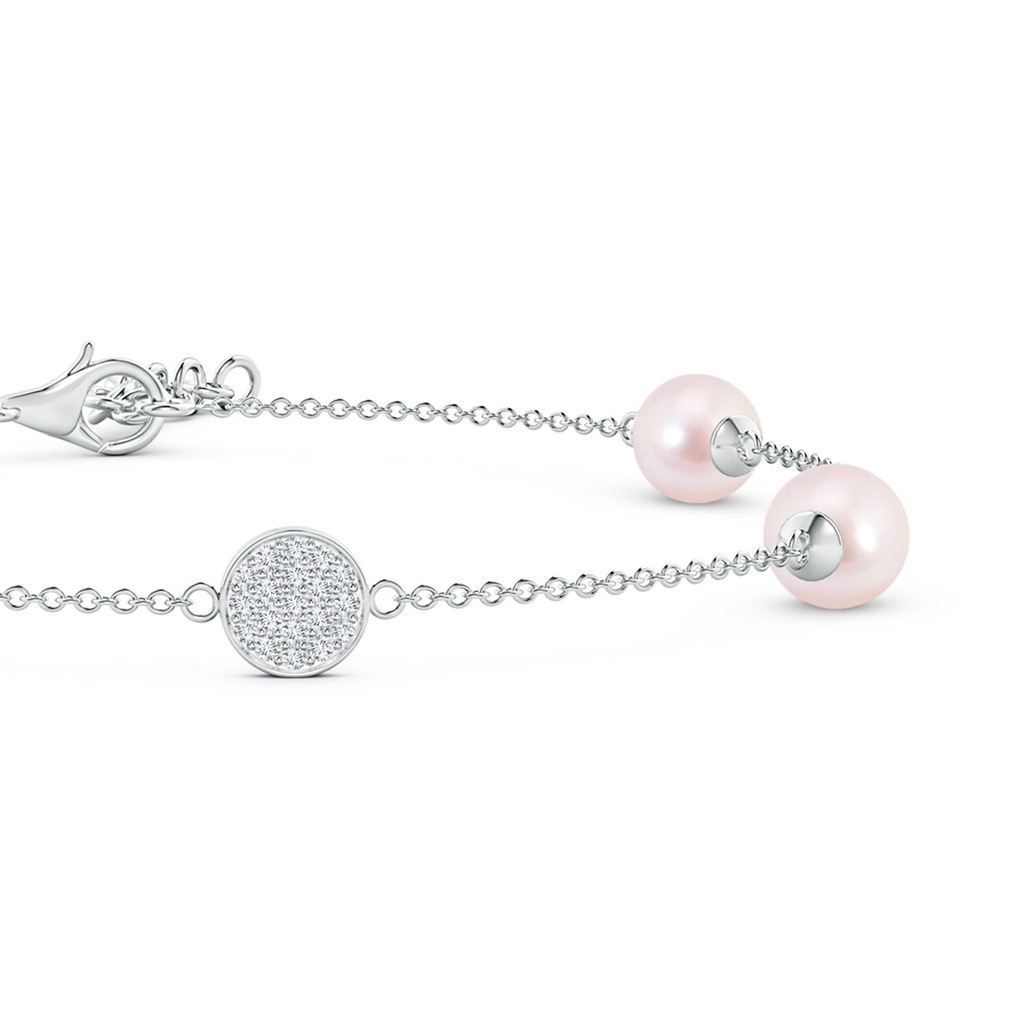 6mm AAAA Japanese Akoya Pearl Bracelet with Pavé-Set Diamond Disc in White Gold - side 199