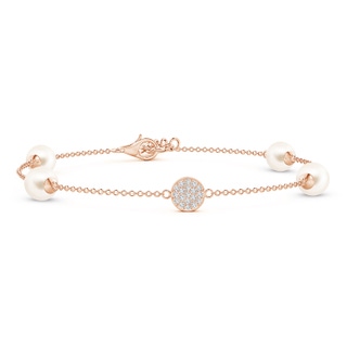 6mm AAA Freshwater Pearl Bracelet with Diamond Disc in Rose Gold