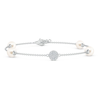 6mm AAA Freshwater Pearl Bracelet with Diamond Disc in White Gold