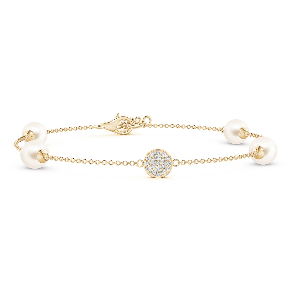 6mm AAA Freshwater Pearl Bracelet with Diamond Disc in Yellow Gold 